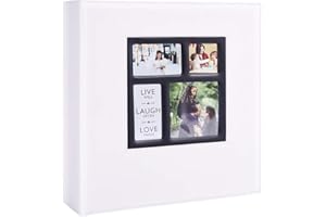 Artmag Photo Picutre Album 4x6 1000 Photos, Extra Large Capacity Leather Cover Wedding Family Photo Albums Holds 1000 Horizontal and Vertical 4x6 Photos with Black Pages (White)
