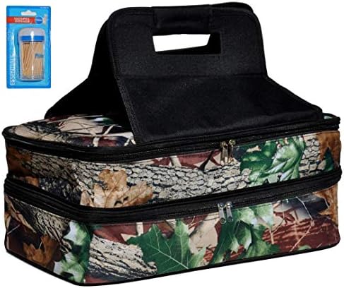CAMO Camouflage Extra Large Double Insulated Thermal Potluck Portable Hot Cold To Go Travel Square Lasagna Pan Casserole Carrier Tote (ColorE)