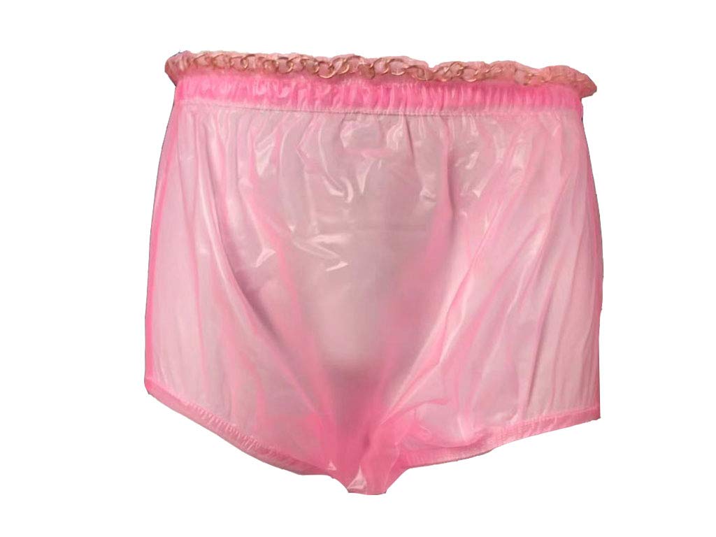 Haian ABDL Clear Pink Plastic Slip On Panties with Locking System XXL
