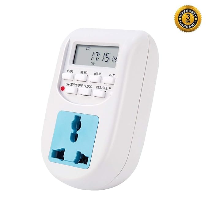 Electronic Digital Plug in Timer Socket, 24 Hour 7 Day Plug in Timer