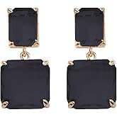 Square Crystal Dangle Earrings for Women Clear Rhinestone Statement Earrings Minimalist Geometric Rectangle Drop Dangle Earrings Prom Pageant Jewelry Birthday Gift for Women