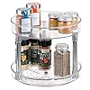iDesign-Rack-with-2-Tiers-Small-Plastic-Cupboard-Storage-Condiments-Rotating-Spice-Jars-Holder-for-Kitchen-and-Pantry-Clear-23-cm iDesign 2 Tier Lazy Susan Turntable Organiser, Small Rotating Spice Rack for Food Storage, made of BPA-free plastic…