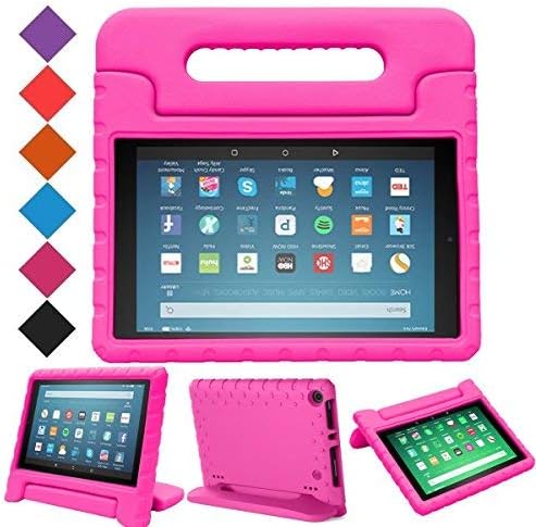 MENZO Case for All-New Fire HD 8 2017 / Fire HD 8 2016 - Kids Shockproof Convertible Handle Light Weight Protective Stand Case forAmazon Fire HD 8 (7th Gen, 2017 / 6th Gen, 2016) 8" Tablet, ROSE