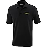 Speedy Pros Army Aviation Embroidery Design Adult Button-End Spread Short Sleeve Unisex Polyester Performance Polo Shirt Golf Shirt - Black, X Large