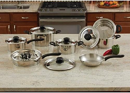 Maxam® 18 Piece Stainless Steel Cookware Set with Steam Control™ Knobs