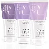 White Hot Cleanse &amp; Condition Trio: brightening hair care regime to cleanse &amp; add gloss to white &amp; grey hair, purple shampoo