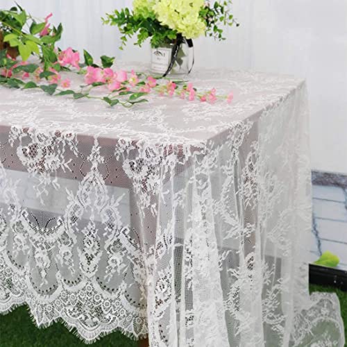Pardecor Vintage-Spitzen-Tischdecke, 152,4 x 305,8 cm, rechteckig, Boho-Druck, Spitzen-Overlay