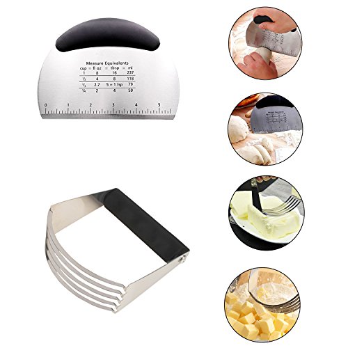 Dough Blender, Pastry Scraper cutter set, With High Qulity Professional Stainless Steel, Flour Mixer Pizza Cutter Multipurpose Tool - Thumbnail 2