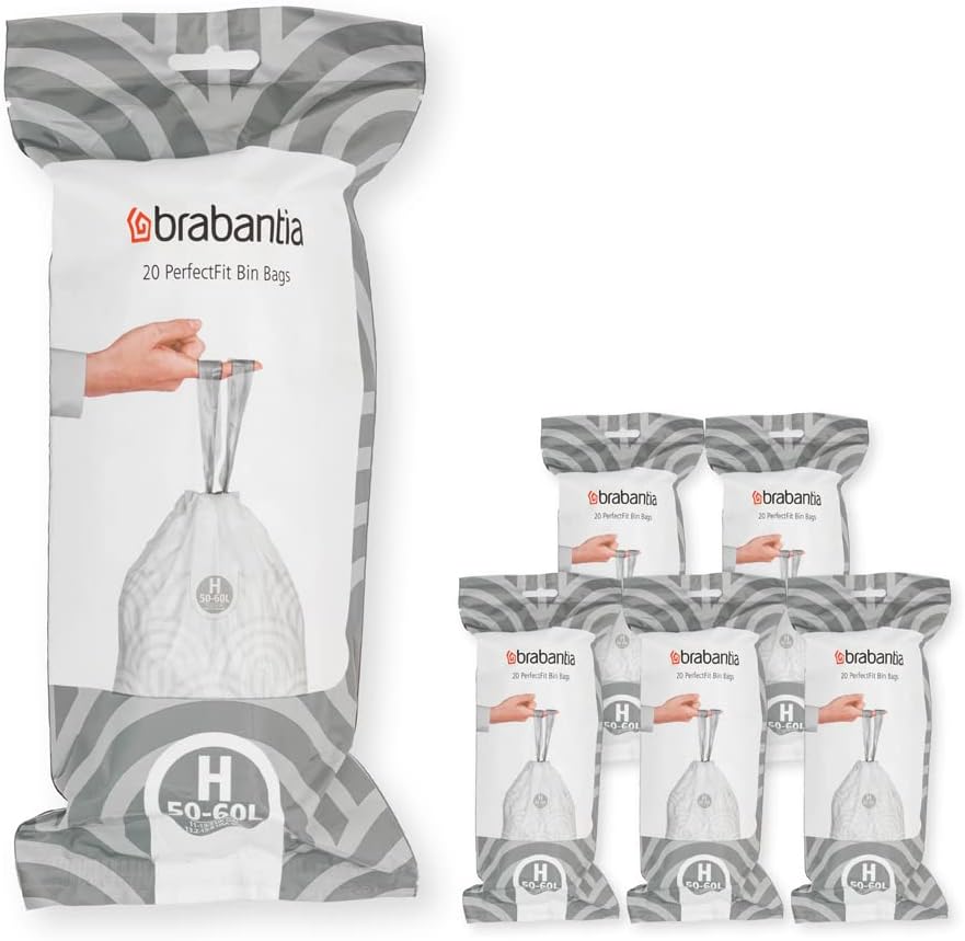 Brabantia PerfectFit Bin Liners Size H 50-60 Litre 120 Bags White