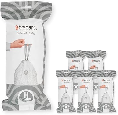 Brabantia PerfectFit Bin Liners Size H 50-60 Litre 120 Bags White