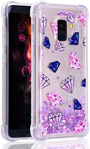 Purple Angel Galaxy A8 Plus 2018 Case Clear, Bling Glitter Floating Transparent Slim Soft Gel TPU Silicone Rubber Cover Shockproof Phone Bumper Protective Shell Skin for Samsung Galaxy A8 Plus 2018
