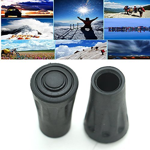 WEFOO 12 Pcs Replacement Rubber Tip Protector Flex Walk Tip - Fits All Standard Hiking, Trekking, Walking Poles,Black