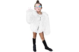 IKevan Toddler Kids Girls Faux Fur Jacket Coat Winter Warm Thicken Fluffy Jacket Winter Jackets Furry Coat Outerwear 1-7 Years (White, 4-5 Years)
