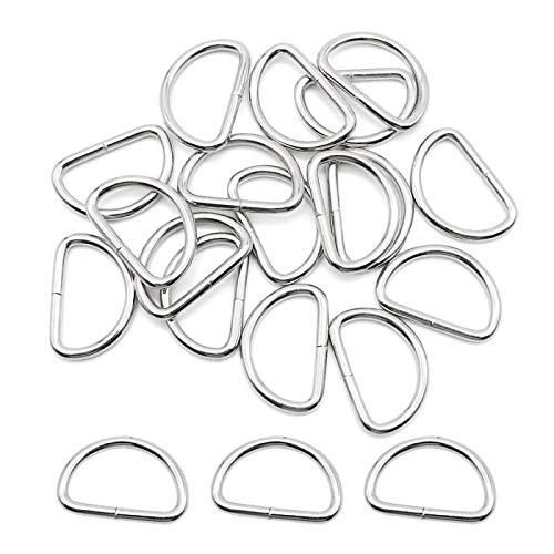 YapitHome Booly Pack of 30 Silver D Ring Metal D Ring Buckles 26mm D Rings for Bag, Buckle, Straps, Belt, Backpack DIY Accessories