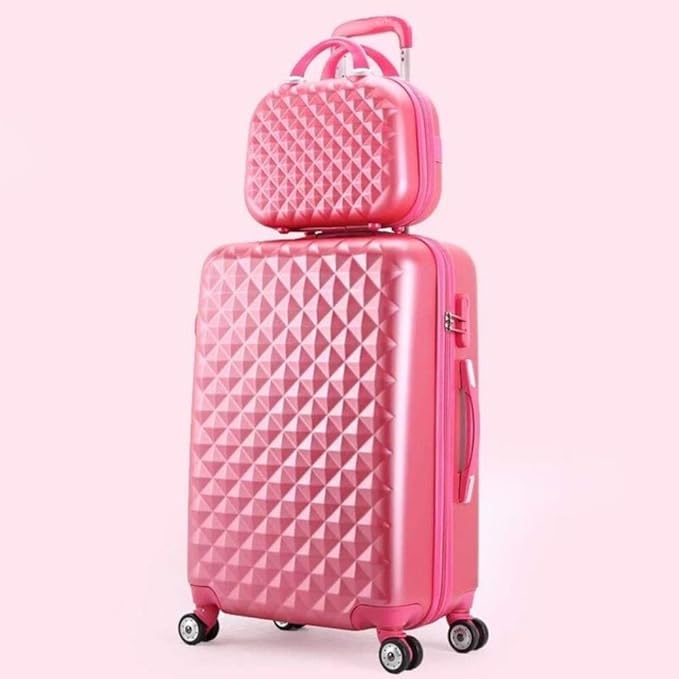 Kids Lovely Rolling Luggage Set Women Trolley Suitcase Girls Pink Cute