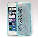 iPhone SE Case, GreatShield TACT Series Design Pattern Rubber Coating Slim Fit Hard Case Cover for Apple iPhone SE / 5S / 5 (Damask - Teal)