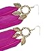 Pandahall 1 Pair Hot Pink Fashion Feather Earrings with Brass Earring Hooks Dangle Earrings for Women Lady Gifts