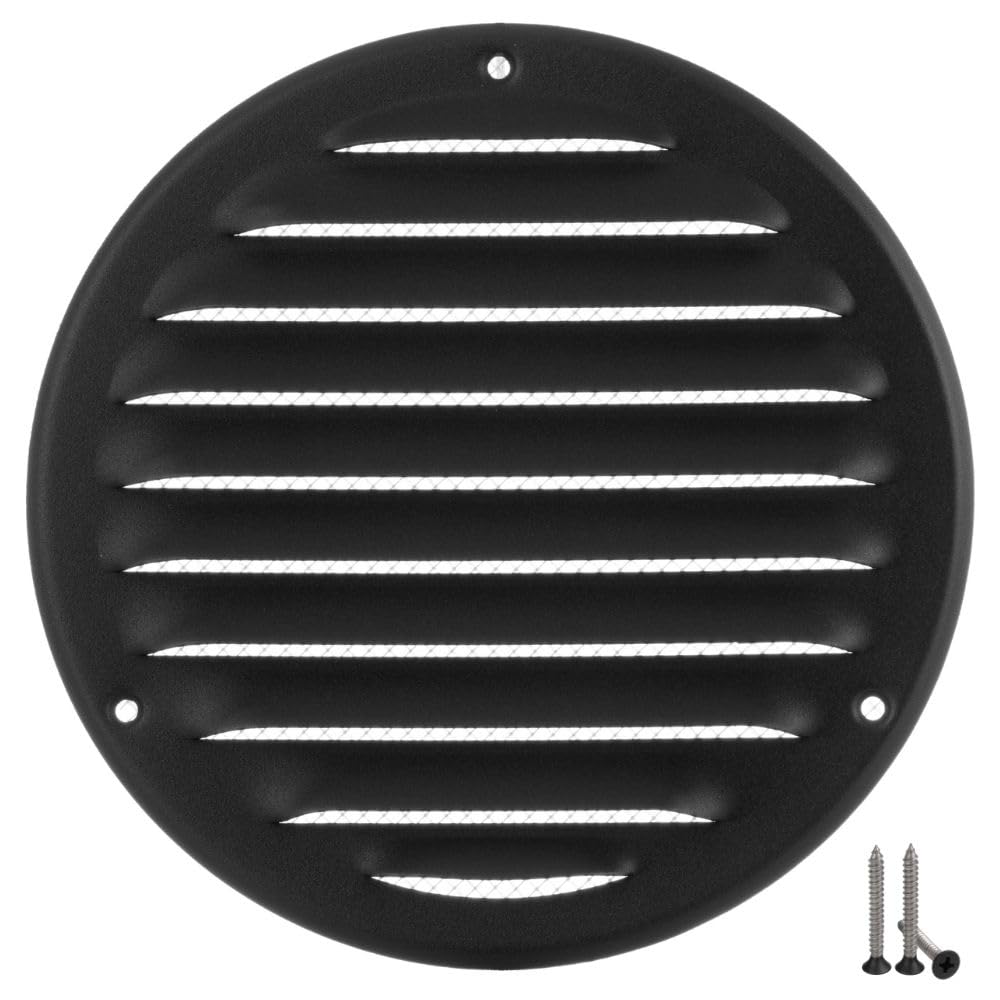 LIRAST 125mm Vent Cover Anthracitel - 5 inch Wall Vent Cover with Insect Mesh - Round Ceiling Soffit Vents - External Vent Cover - Metal Ventilation Grilles - Air Vent Covers for Walls