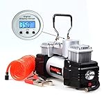 PowRyte Basic Dual Cylinder 120PSI Digital Tire Inflator- 12-Volt Portable Auto Air Compressor with 4pc LED Light