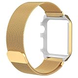 PINHEN for Apple Watch Band with Protective Case Strong Magnetic Milanese Loop Stainless Steel Bracelet Replacement iWatch Strap for Apple Watch Series 3 2 1 Nike+ Sport and Edition (Gold, 38MM)