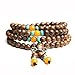 Wood Bracelet Tibetan Buddhist Link Wrist Sandalwood Beads Prayer Mala Elastic