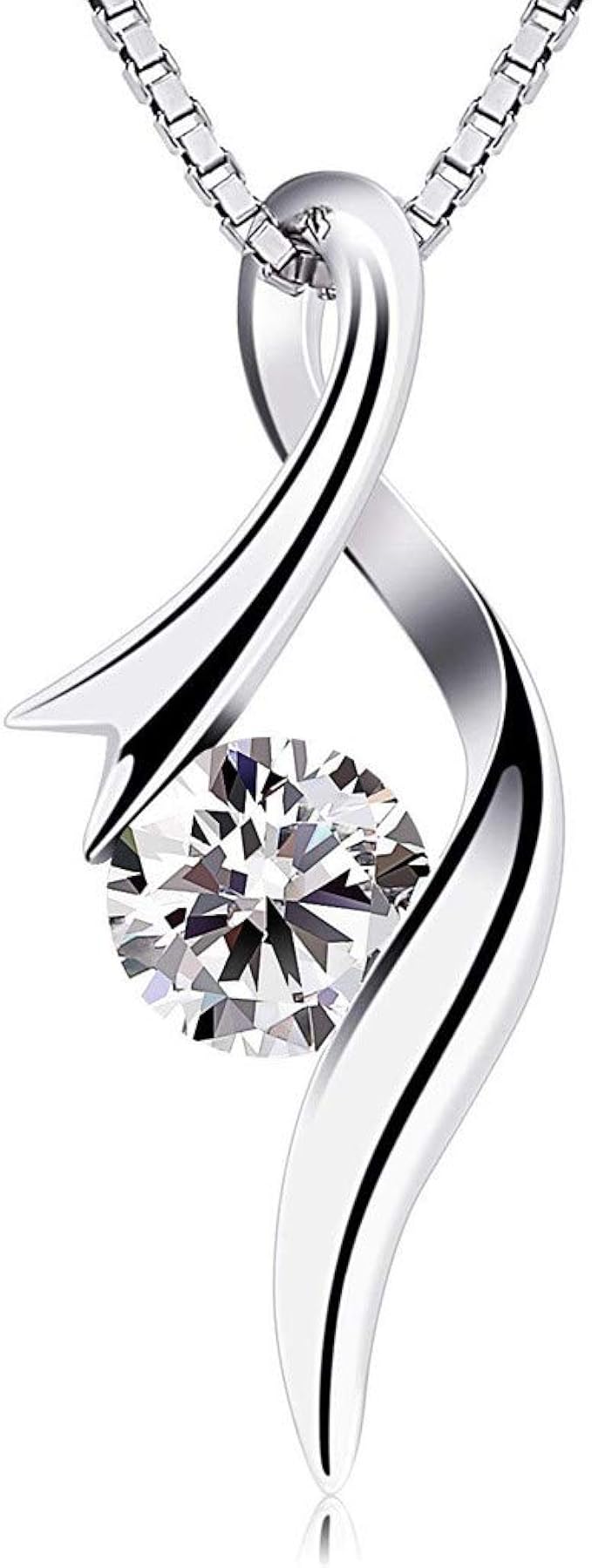 Amazon.com: Womenâs Necklaces Sterling Silver Plated Pendant Necklaces Cubic Zirconia Twist 