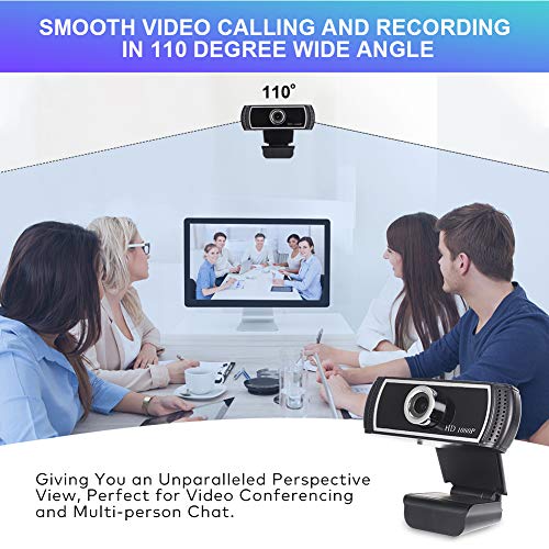 Webcam with Microphone for Desktop, HD Webcam 1080p with Wide Angle for Computer, PC and Laptop, Plug and Play USB Web Camera with Facial-Enhancement for Streaming, Video Conferencing and Recording