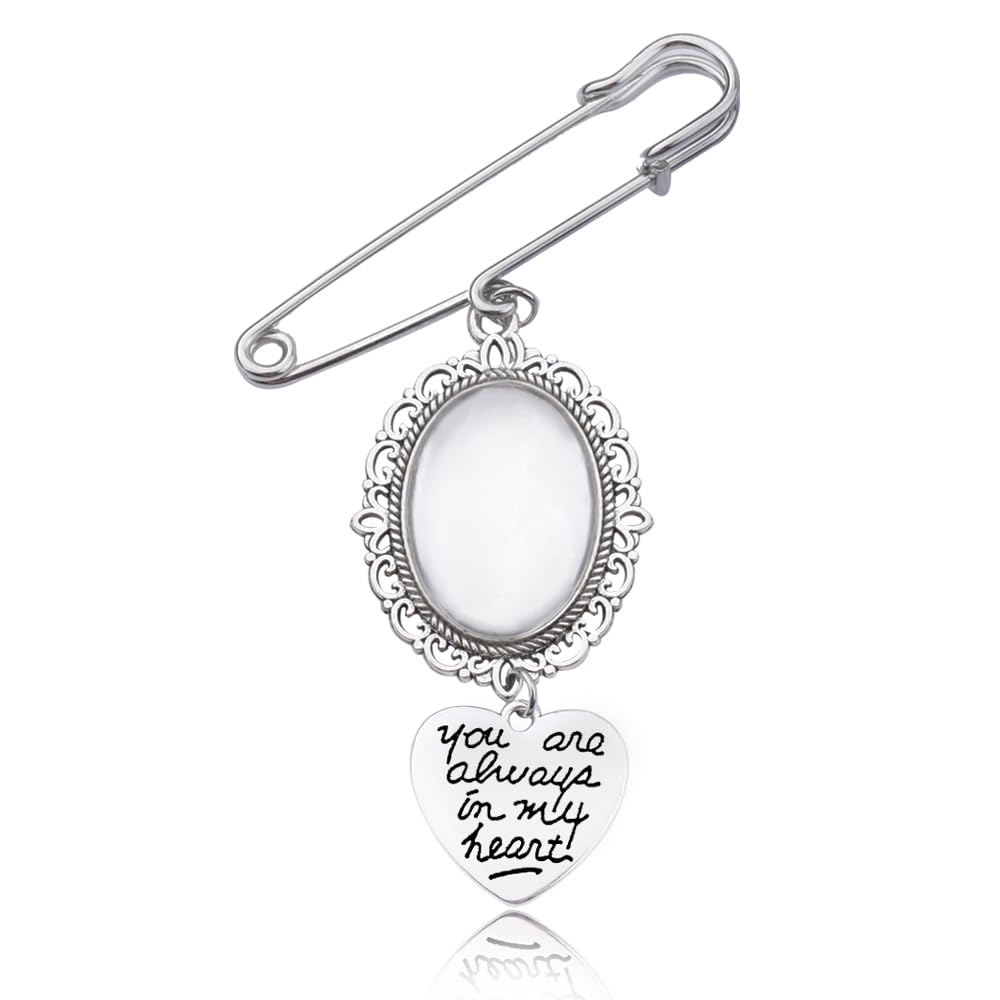 Guqqeuc Wedding Bouquet Charms Photo Charm Bouquet Charms Photo Memory Oval Picture Frame Brooch Making Kit Personalised Photo Charm Bouquet Charms Photo Memory Picture Charm for Wedding Shower Bride