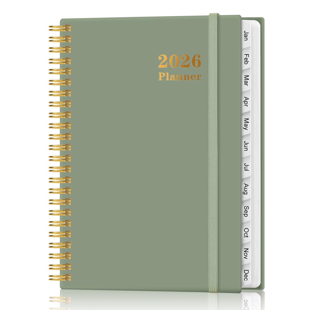 Photo 1 of 2026 Planner - Weekly and Monthly Calendar Planner from Jan 2026 - Dec 2026, Planner 2026 Spiral Bound with 12 Monthly Tabs, Inner Pocket, Perfect for School Office Supplies, 6.4" x 8.5", Green