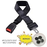 Safety Belt Extension With Bonus (2 Set Seat Belt Buttons) Adds 8-33 Inches to Belt Webbing Length (ADJUSTABLE) with 7/8'' (21.5mm-100% Check First) Wide Metal Tongue , Safety Tested & E4 Certified
