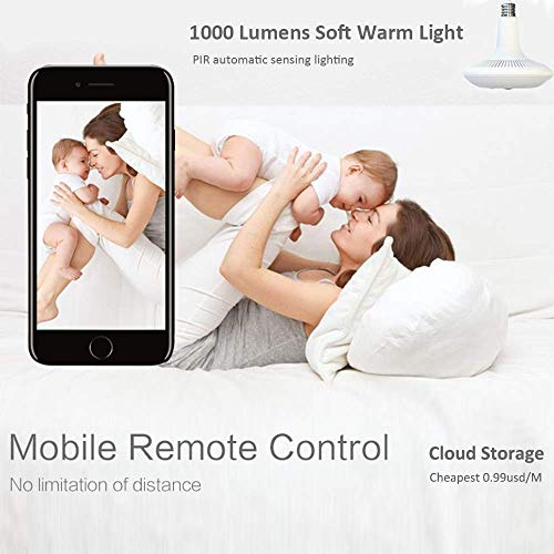 JUKEY Light Bulb Camera 1536P Camera PIR Body Sensing Motion Detection Night Vision 360 VR Panoramic Security Camera V2.0 Smart LED Flood Light, APP for Android iOS