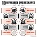 Sushi Making Kit - DIY Beginner Set - 10 Shape Molds, 3 Types - Maki rolls, Temaki, Nigiri, Knife, Spatula, Chopsticks, Sauce Dishes, Storage Bag & Sushi Maker Guide Book - Black - by KitchenBoosterz