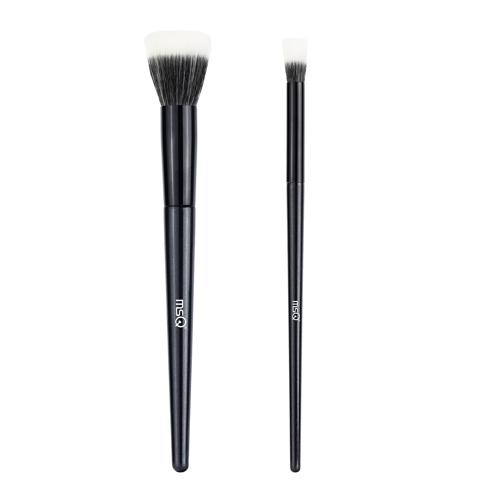 MSQ 2pcs Stippling Brush Premium Quality Stippling Foundation Brush Cone-Shaped Flat Top Kabuki for Liquid or Powder, Blush, Cream, Primer, Bronzer