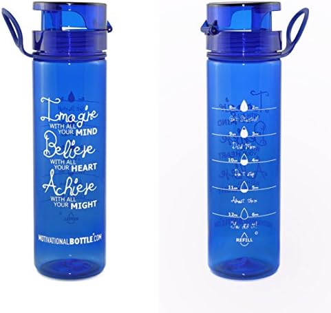 Motivational Bottle - 27oz Flip Lid Water Bottle | Fitness -Workout-Sports Bottle | Measurements | Goal Marked Times for Measuring Your Daily Water Intake, BPA Free Non-Toxic Triton