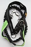 Hands-free Dog Leash,Reflective,Strong,Weather Resistant,Convenient,Running,Jogging,Fits waist to 48 inches,Bungee,Dual Handle,Leash,Dog Leash,Black,Green,Night walking,Handsfree Leash,No hassle