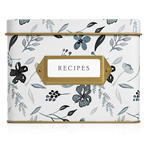 Jot & Mark Decorative Recipe Tin Box for Recipe Cards, Greeting Card