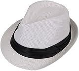 AshopZ Unisex Summer Outdoors Short Brim Straw Fedora Hat