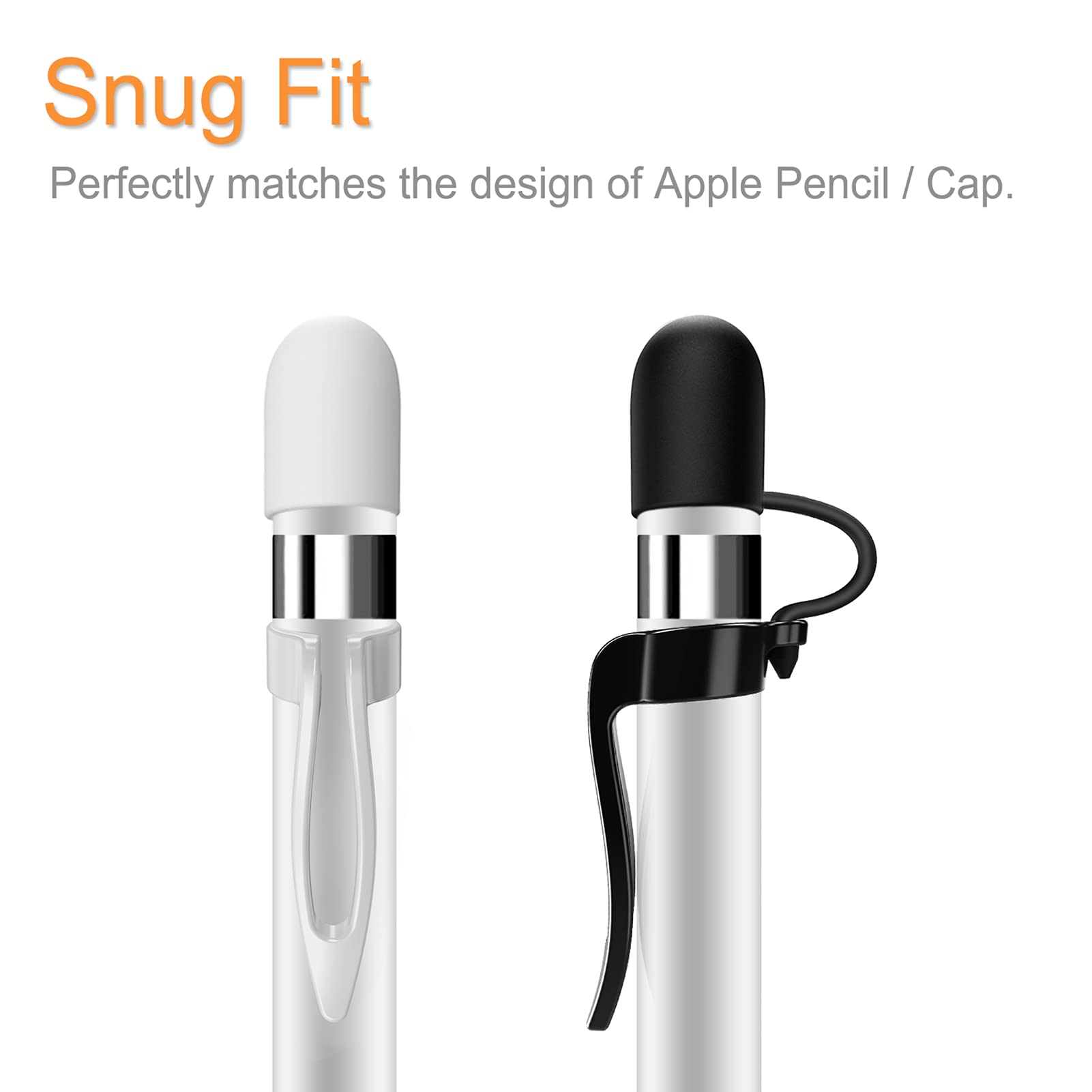 Fintie for Apple Pencil Grip with Cap Holder, Anti-Loss, Rolling Prevention, Compatible with Apple Pencil 1st Generation / iPad 6th Generation Pencil 2018 (Black White)