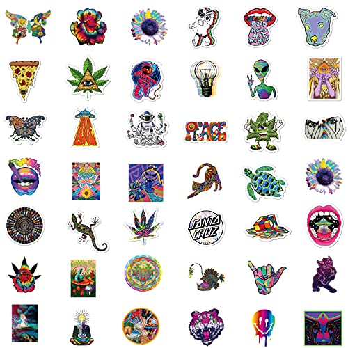 ViKiVi Stoner Psychedelic Stickers for Adults, 100 Pcs Waterproof Water Bottle Stickers for Hydroflask, Cool Vinyl Decal Stickers Pack for Computer Laptop Skateboard Phone case