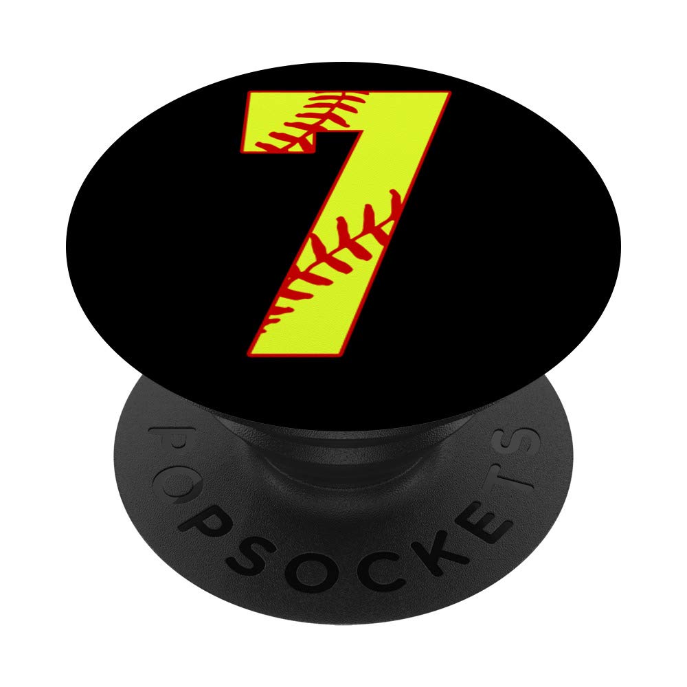 Softball #7 Fast Pitch Love Softball Mom Favorite Player Fan PopSockets Grip and Stand for Phones and Tablets