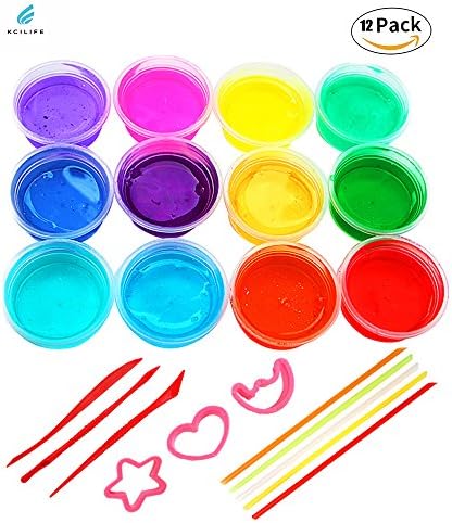 12 PCS Magic Crystal Soft Free Slime Toy Art Set for Kids for Autistic Children Educational Toys Girls Clay DIY Toys (Pack of 12 Pots,12 Color）
