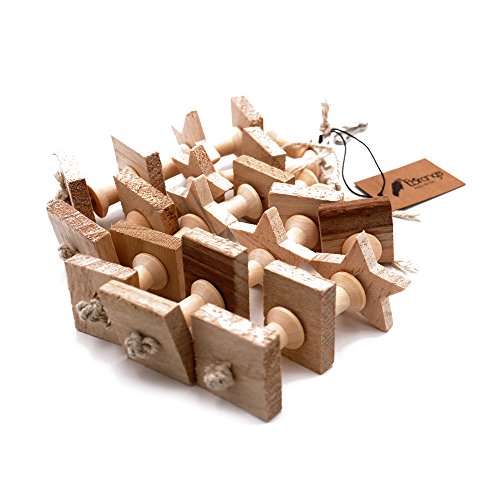 Borange Parrot Toys Bird Chewing Perch Colorful Wood Bite Stand Hanging Cages for Pet Birds Conure Macaw Cockatiel Cockatoo Decorative Accessories (Wood) - Thumbnail 3
