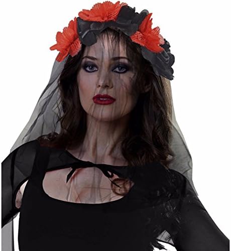 Red And Black Flower Headband Halloween Costume Accessory Goth Sugar