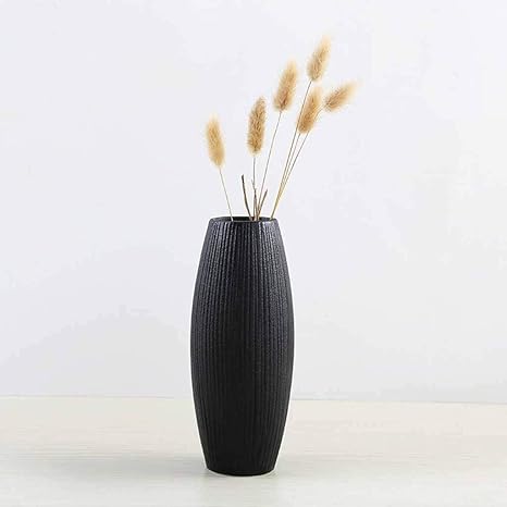 Amazon Co Jp 屋内の花ベースの花瓶 ヨーロッパ のセラミックオフィスホームアクセサリー装飾的なワインのカウンタースタイルのシンプルなドライフラワー黒花瓶 Size B ホーム キッチン