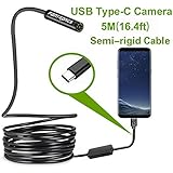 Fantronics 5 Meter(16.4ft)Rigid Cable USB C Endoscope Type C Borescope Inspection Camera 2.0 Megapixels HD Snake Camera for Android Samsung Galaxy S8, Google pixel, Nexus 6p, HTC 10, Huawei V9