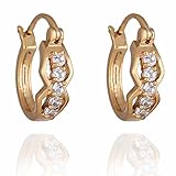 Yazilind Elegant 14K Gold Filled Inlay Clear Round Cubic Zirconia Small Hoop Earrings Earrings for Women