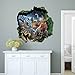 Top-me 3d Dinosaurs Through the Wall Stickers Jurassic Park Home Decoration Diy Cartoon Kids Room Wall Decal Movie Mural Art 1439+2 Magic Ties