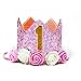 MOO&NOO Dog Birthday Hat for Girls Happy Birthday Tiara Crown with Rose Flowers and Gold Glitter 0-9 Figures for Party(Pink)