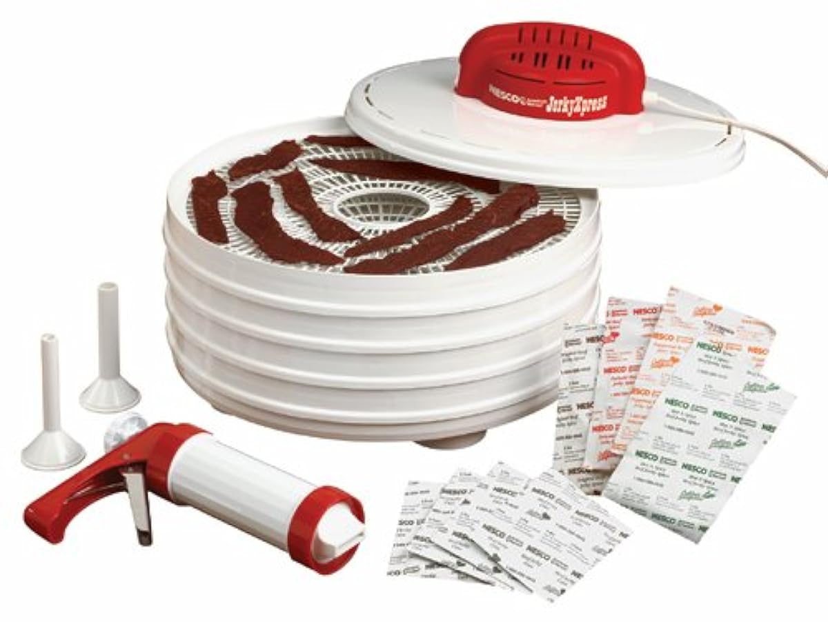 NESCO FD28JX, Jerky Xpress Dehydrator Kit with Jerky Gun, White, 350