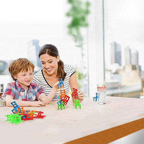 Jenilily Chairs Stacking Tower Balancing Game - Party Favor Stacking Toys - Pile-Up Suspend Family Board Games For Kids (18 Chair Toys Set)
